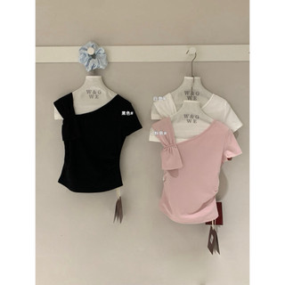 𝐏𝐡𝐢𝐞𝐧 𝐖𝐆𝐖𝐄 | w9229 Áo Thun Kiểu Nơ May 1 Vai Tay Ngắn