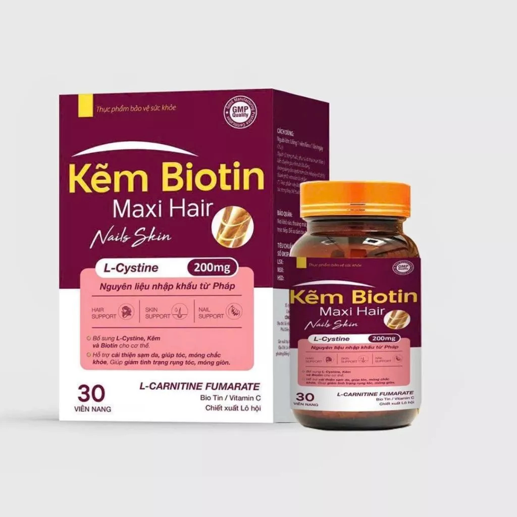 Kẽm Biotin Maxi Hair – Hỗ Trợ Mọc Tóc, Giảm Rụng Tóc, Giúp Tóc – Da – Móng Khỏe Đẹp