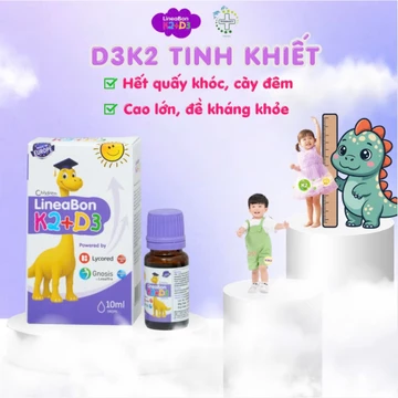 Tích điểm- Vitamin Lineabon k2 d3 bổ sung k2 d3 mk7 giúp tăng khả năng hấp thu canxi cho trẻ Lọ 10ml