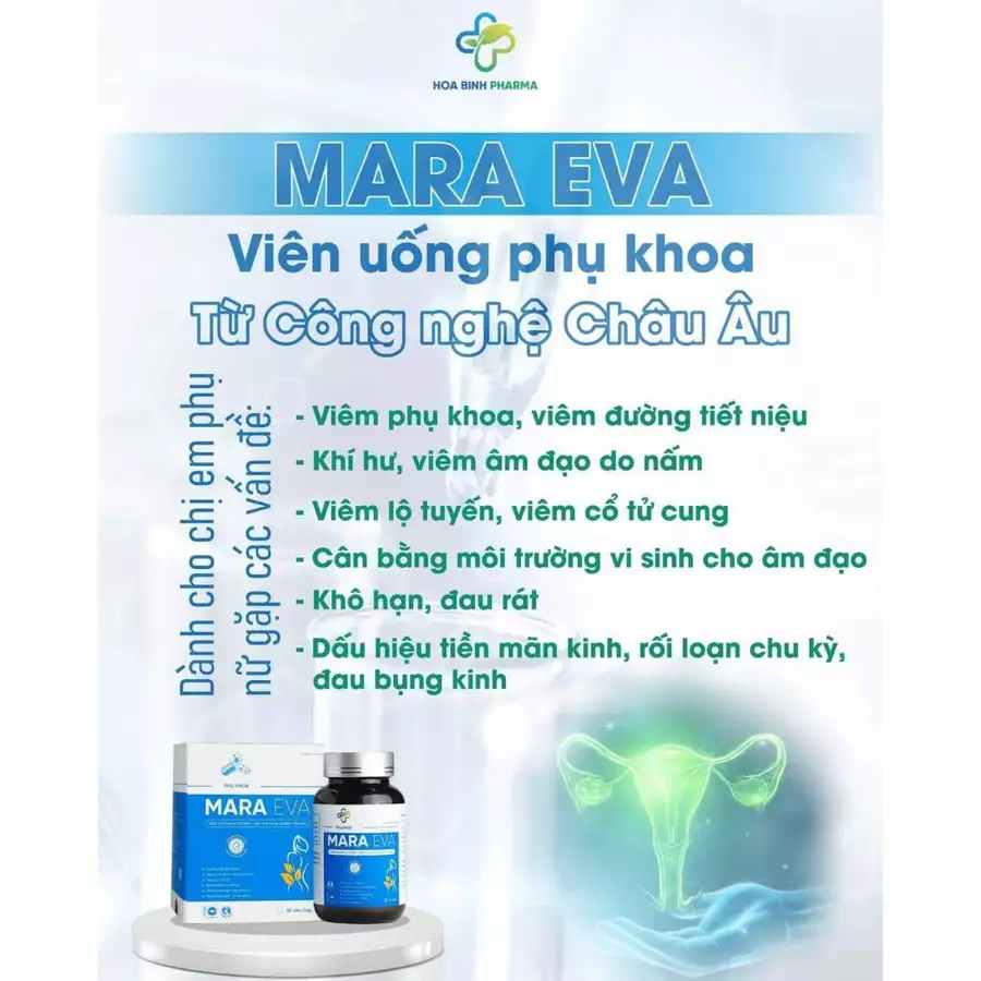 Phụ khoa Mara Eva Thanh Mộc Hương ngừa viêm phụ khoa khí hư hộp 30 viên
