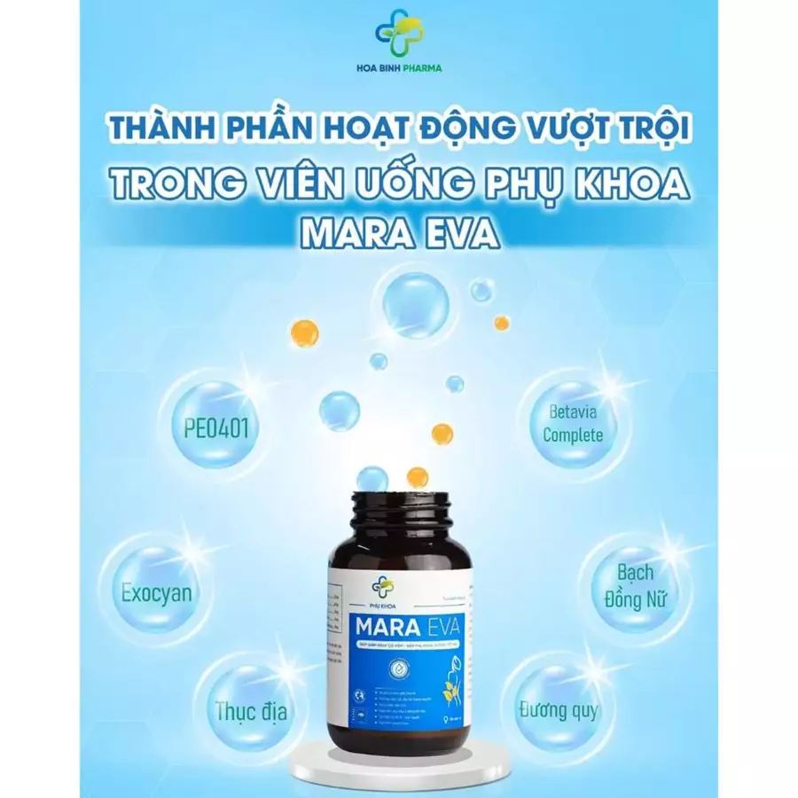 Phụ khoa Mara Eva Thanh Mộc Hương ngừa viêm phụ khoa khí hư hộp 30 viên