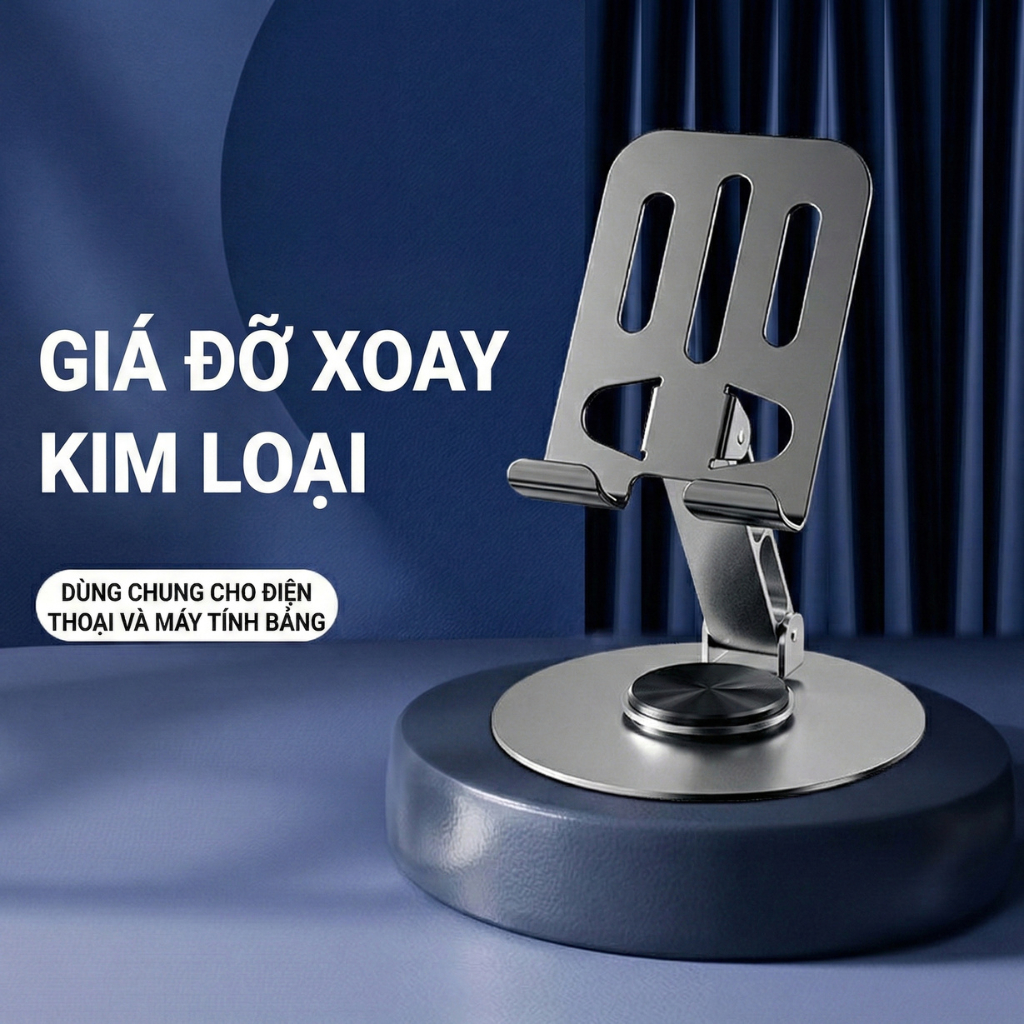 Giá Đỡ Điện Thoại Kim Loại Gấp Gọn Xoay 360° – Kệ Để Bàn Đa Năng Cho Điện Thoại, Máy Tính Bảng