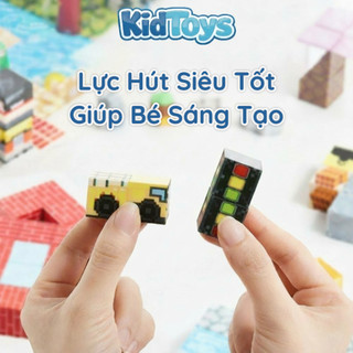 Set 200 khối Magnacraft nam châm từ tính KidToys tặng nhân vật – Mô hình lắp ráp kiến trúc game