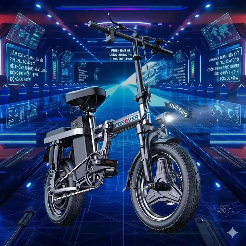 Thương hiệu của Đức, xe đạp điện có thể dễ dàng gấp lại thành cốp xe, pin lithium động cơ 400W, bảo hành 24 tháng