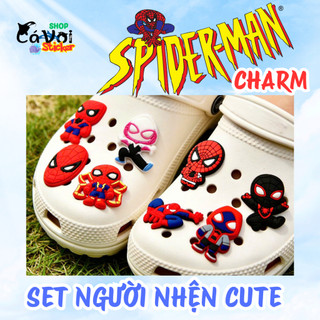 Set Charm Spider-Man Đa Vũ Trụ Mini Cute, Người Nhện Chibi Siêu Dễ Thương, Phụ Kiện Dép Crocss Trang Trí Hot Trend