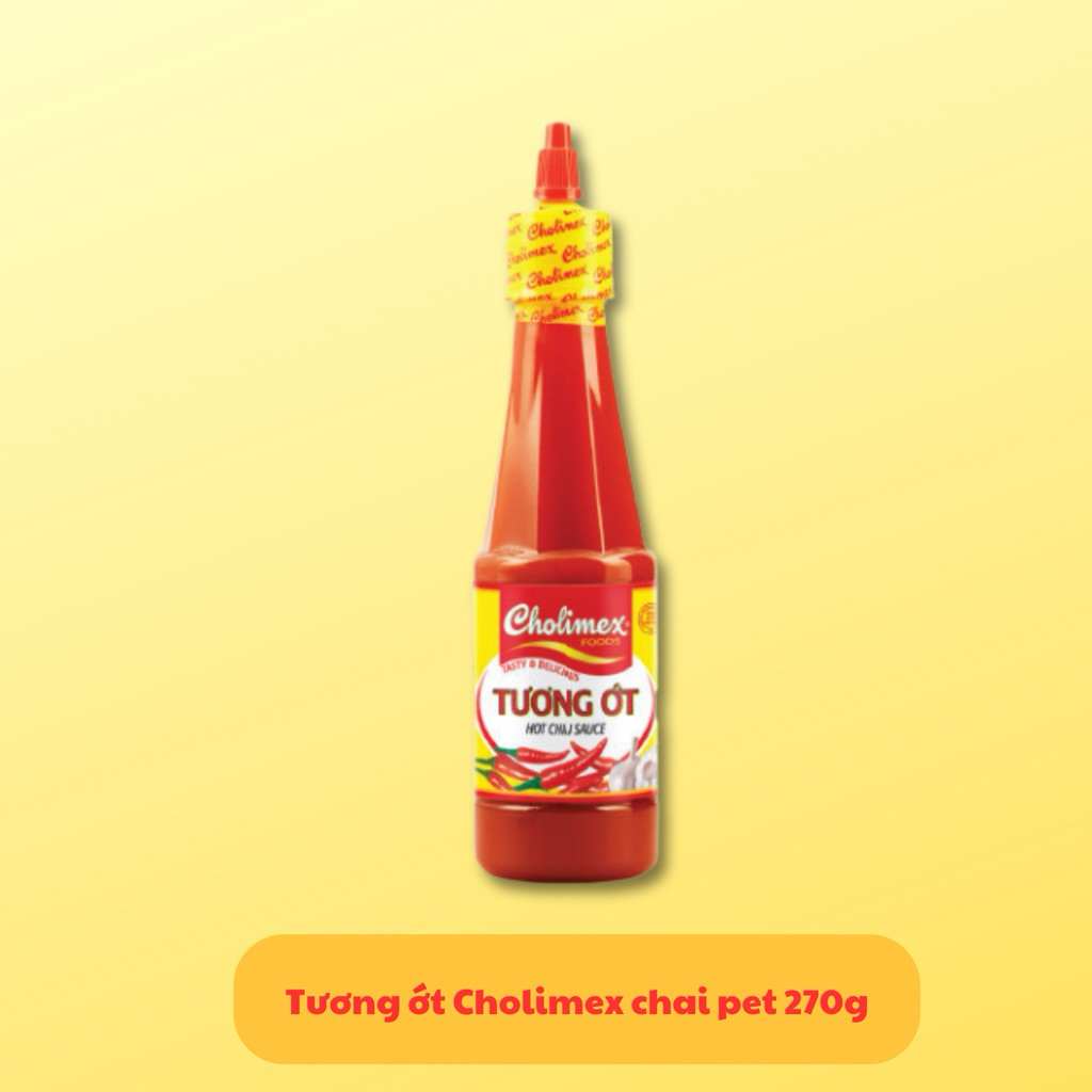 Tương ớt Cholimex chính hãng chai pet 270g - Ớt tươi, tỏi tươi nguyên chất