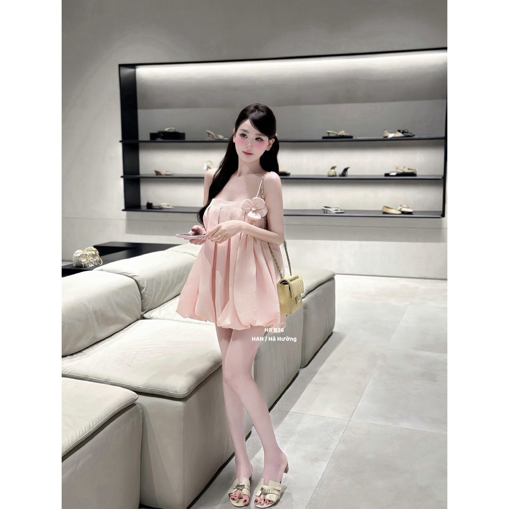 Váy 2 dây dáng babydoll đính hoa ngực cưng xỉu