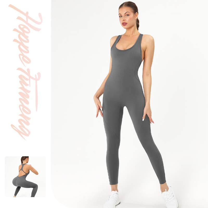 Áo liền quần nữ phong cách Âu Mỹ hở lưng quyến rũ khô nhanh tập gym yoga nhiều màu