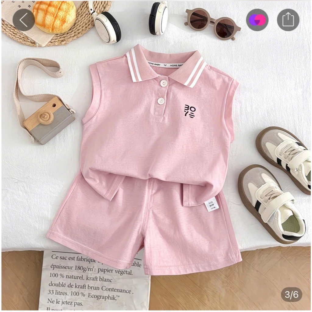 Set Polo Bé Gái Bé Trai Mùa Hè – Đồ Bộ Trẻ Em Cotton Mềm Mịn, Form Rộng Năng Động, Mặc Đi Chơi Siêu Xinh