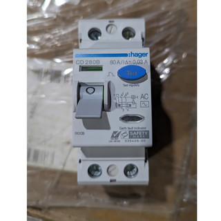 CD280B-Cầu dao chống dòng rò, chống giật Hager (RCCB) 2 cực 80A- 30mA
