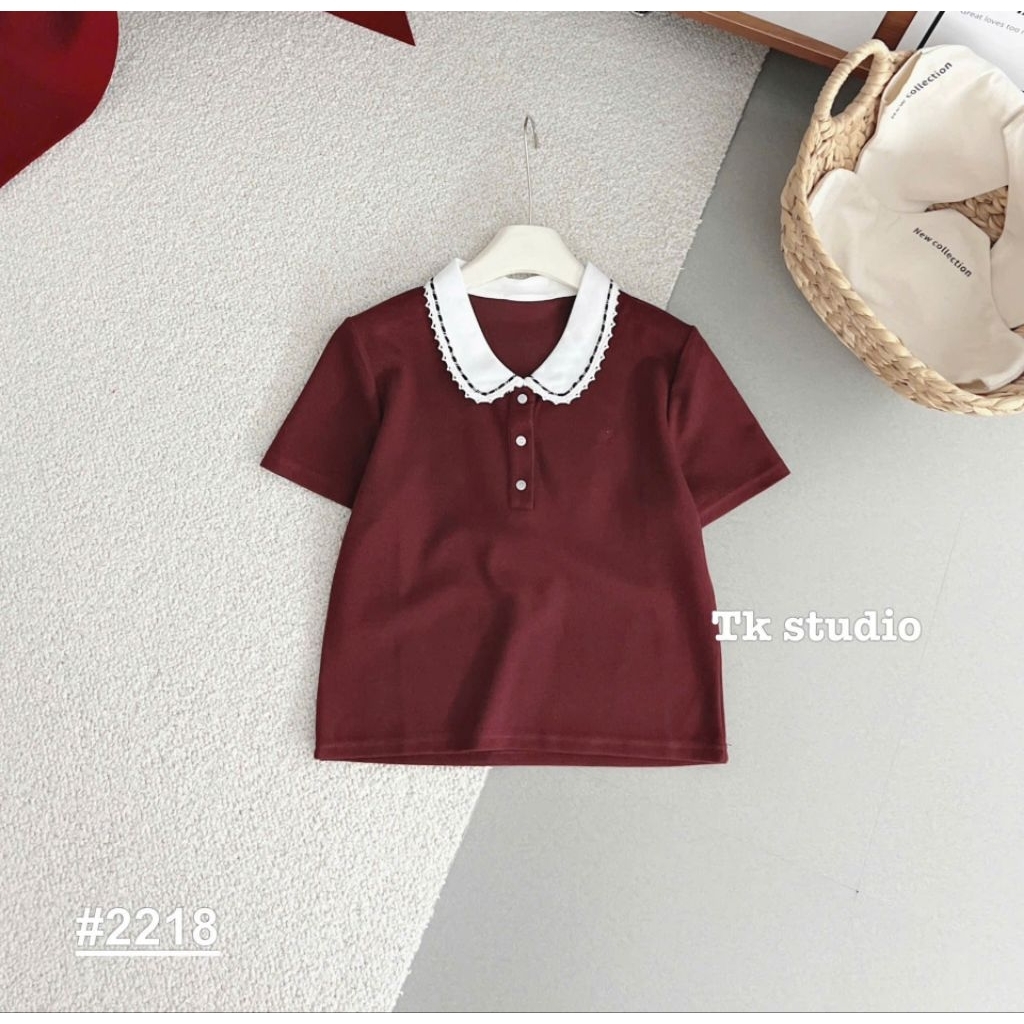 [𝑯𝒂 𝑨𝒏𝒉] Áo Cộc Polo Cổ Sen Phối Màu Dáng Ngắn QCL1 : Dưới>55kg