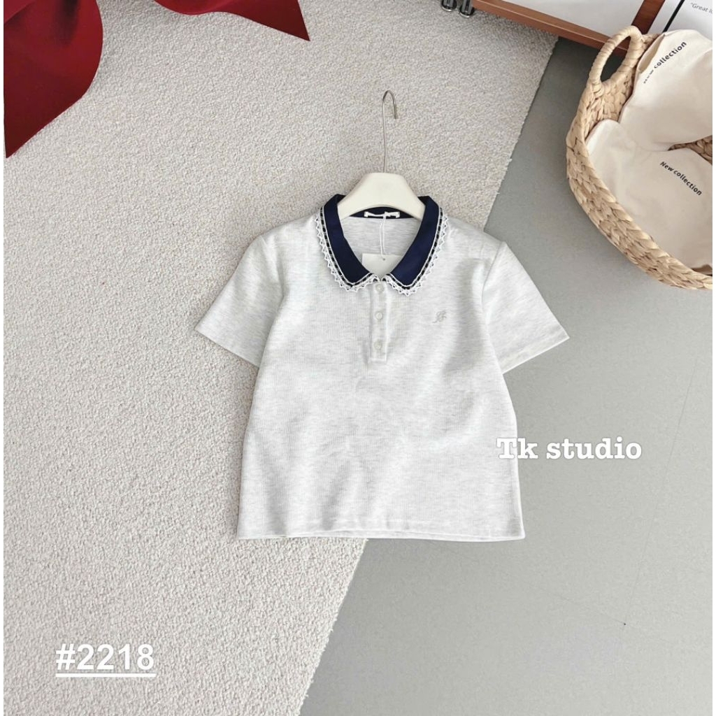 [𝑯𝒂 𝑨𝒏𝒉] Áo Cộc Polo Cổ Sen Phối Màu Dáng Ngắn QCL1 : Dưới>55kg