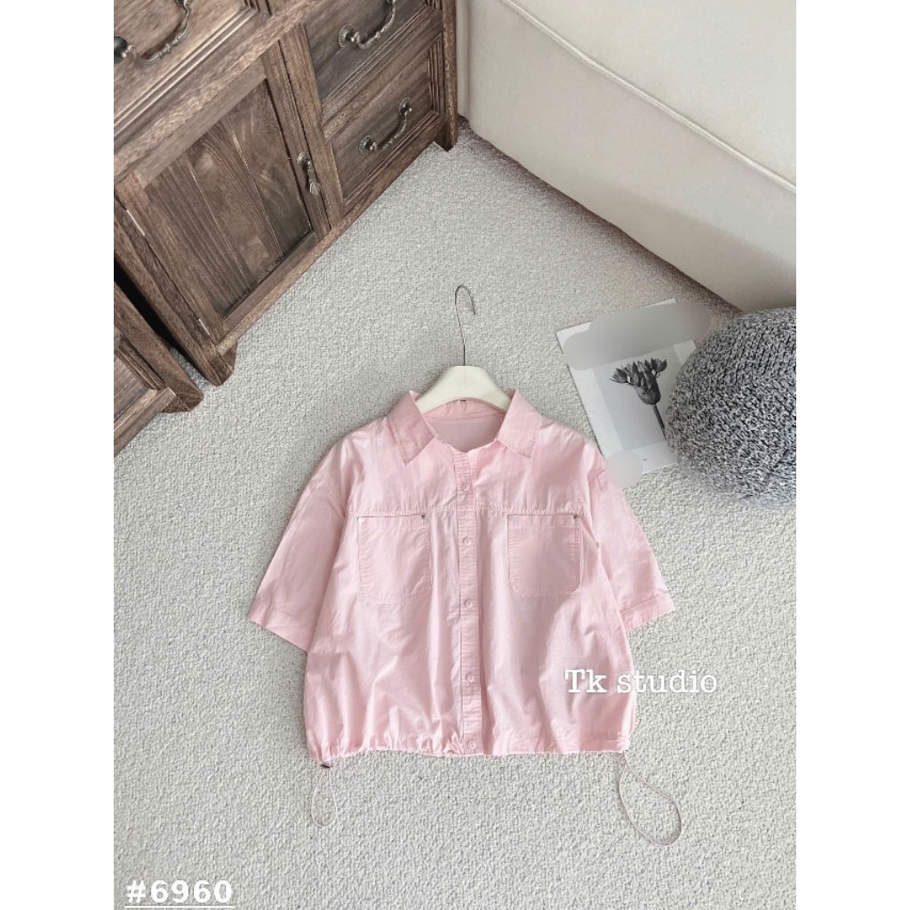 [𝑯𝒂 𝑨𝒏𝒉] Áo Sơ Mi Cộc 2 Túi Rút Dây QCL1