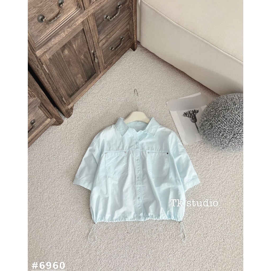 [𝑯𝒂 𝑨𝒏𝒉] Áo Sơ Mi Cộc 2 Túi Rút Dây QCL1
