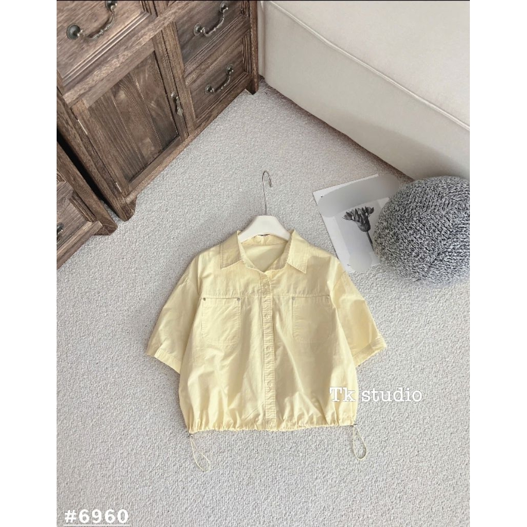 [𝑯𝒂 𝑨𝒏𝒉] Áo Sơ Mi Cộc 2 Túi Rút Dây QCL1