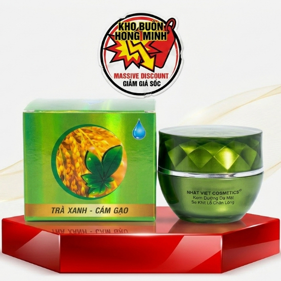 Kem Ngừa Nám, Lão Hóa, Trắng Da, Dưỡng Ẩm Mịn Da Trà xanh Cám gạo Nhật Việt 209g (Xanh lá)