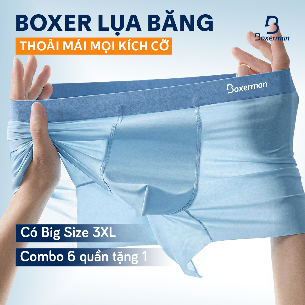 Combo 6 Quần boxer nam lụa lạnh Profit BOXERMAN, kháng khuẩn ôm form co giãn, che tên sản phẩm 1 đổi 1