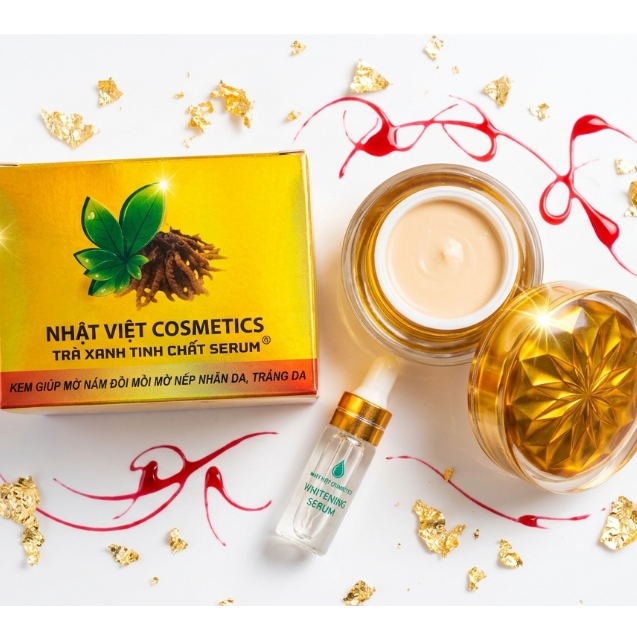 Kem Dưỡng Da, Mờ Nám, Tàn Nhang, Đồi Mồi - Trà Xanh Đông Trùng Hạ Thảo Nhật Việt 20g (Vàng)