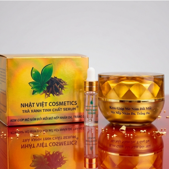 Kem Dưỡng Da, Mờ Nám, Tàn Nhang, Đồi Mồi - Trà Xanh Đông Trùng Hạ Thảo Nhật Việt 20g (Vàng)
