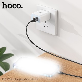 Cáp sạc dây dù siêu bền Hoco X89 cổng LaiNing, dài 1M (Đen)