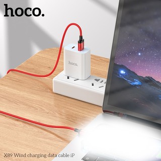 Cáp sạc dây dù siêu bền Hoco X89 cổng LaiNing, dài 1M (Đen)
