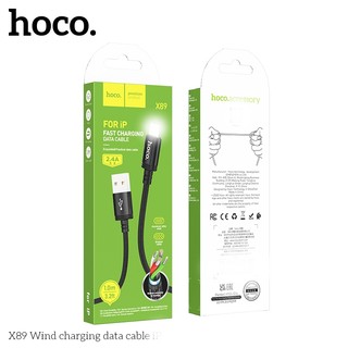 Cáp sạc dây dù siêu bền Hoco X89 cổng LaiNing, dài 1M (Đen)