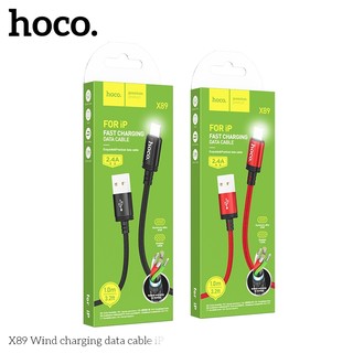 Cáp sạc dây dù siêu bền Hoco X89 cổng LaiNing, dài 1M (Đen)