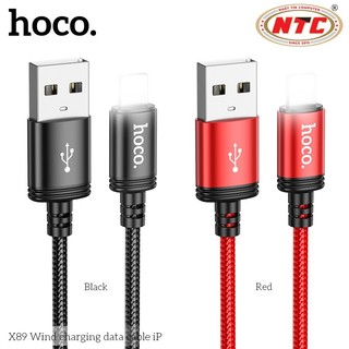 Cáp sạc dây dù siêu bền Hoco X89 cổng LaiNing, dài 1M (Đen) - Phụ Kiện Nhất Tín