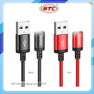 Cáp sạc dây dù siêu bền Hoco X89 cổng LaiNing, dài 1M (Đen)