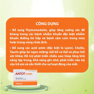 Thực Phẩm Bảo Vệ Sức Khỏe Antot Thymo Traphaco Hỗ Trợ Tăng Sức Đề Kháng Giúp Ăn Ngon Hộp 2 Vỉ x10 Ống Uống
