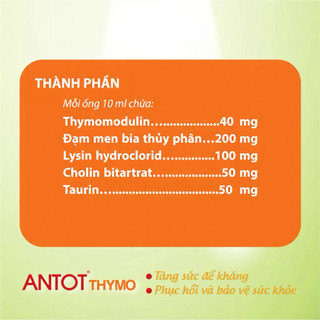 Thực Phẩm Bảo Vệ Sức Khỏe Antot Thymo Traphaco Hỗ Trợ Tăng Sức Đề Kháng Giúp Ăn Ngon Hộp 2 Vỉ x10 Ống Uống