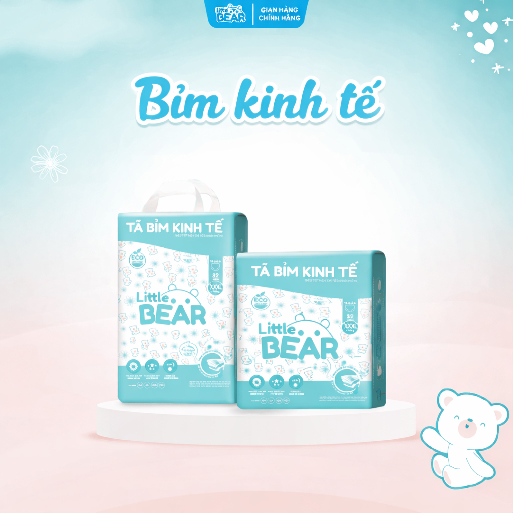 [Deal Hời] Combo 2 Tã bỉm quần/dán LITTLE BEAR ECO siêu kinh tế, thấm hút nhanh, mềm mỏng, an toàn cho da