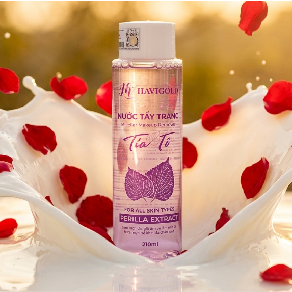 Nước Tẩy Trang Tía Tô Havigold - Sạch Sâu, Dịu Nhẹ Cho Da Nhạy Cảm, Cấp Ẩm Đa Tầng 210ml (Tím)