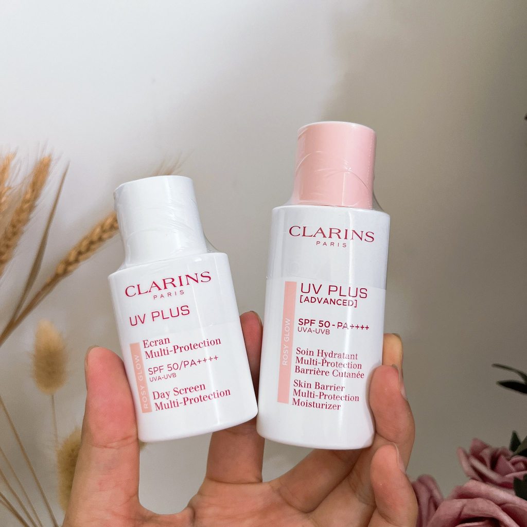 (link cũ bị xóa) Kem chống nắng Clarin UV hồng Rosy Glow 50ml