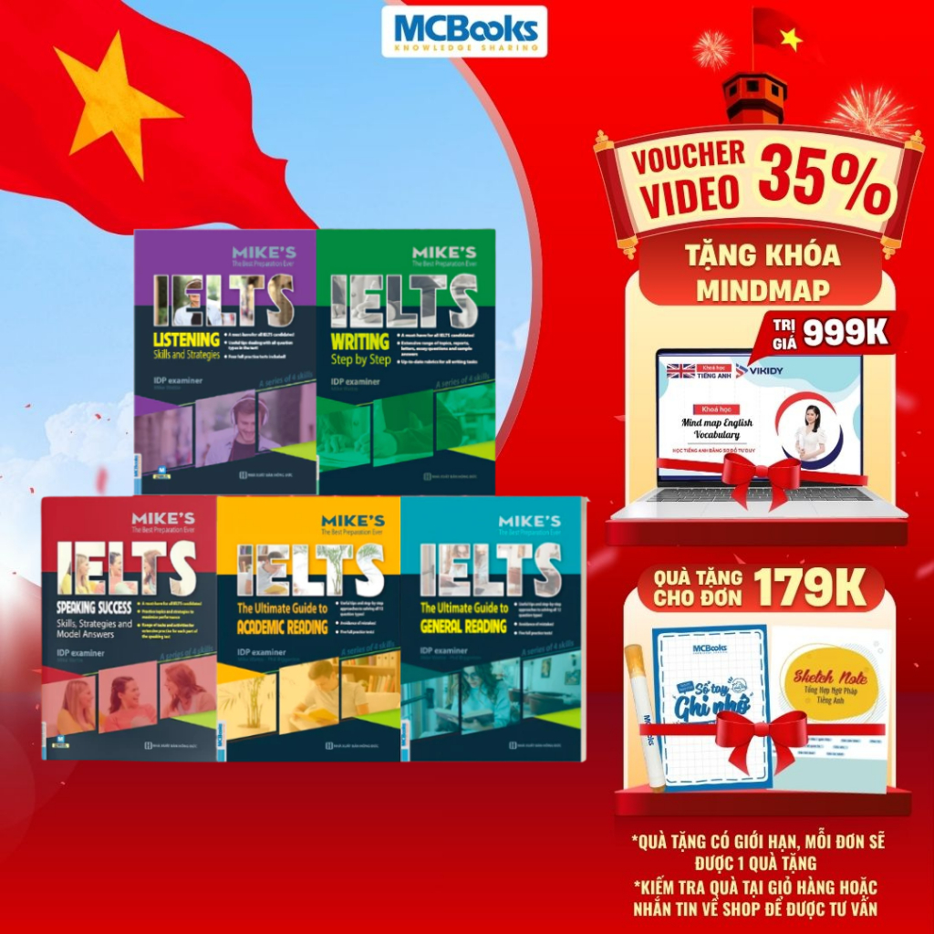 Sách - Combo Ielts Mike's (Beginner, Writing, Reading, Speaking, Listening)
