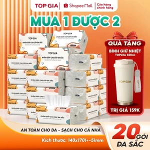 Tặng bình giữ nhiệt 500ml, thùng 20g giấy ăn Đa Sắc Topgia mềm mịn dày dai 240 tờ