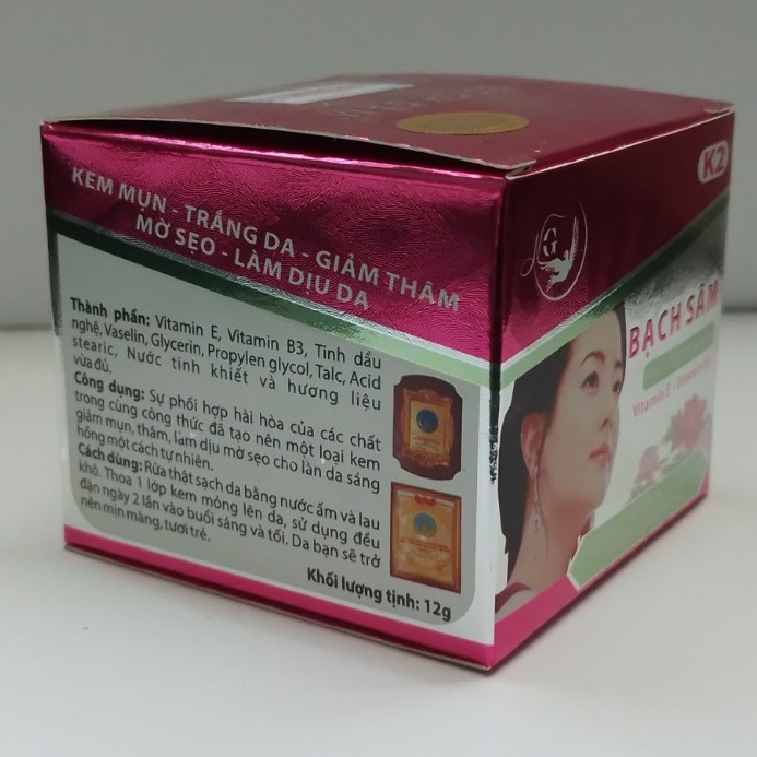Kem Bạch Sâm (Hồng) K2 - Kem Face Ngừa Mụn Làm Dịu Da Nhạy Cảm, Dưỡng Trắng Hồng