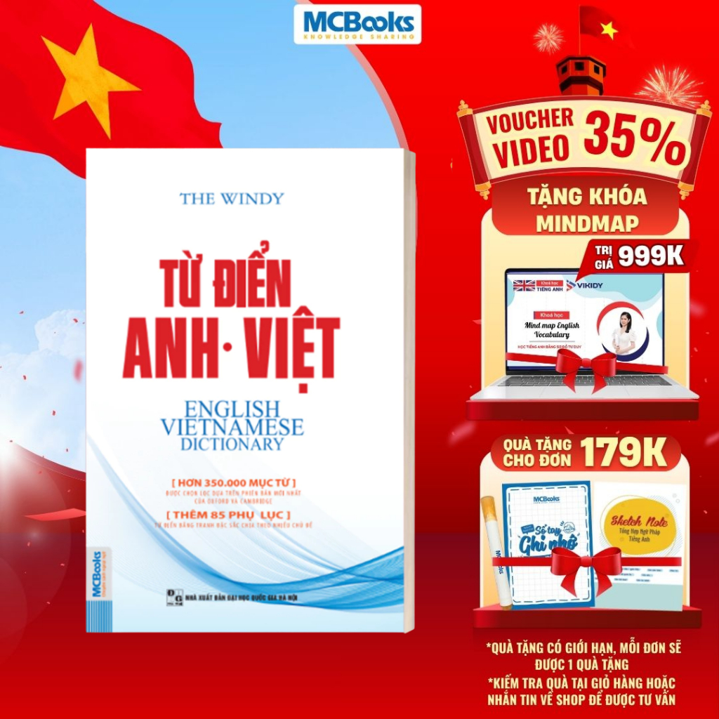 Sách - Từ Điển Anh VIệt Phiên Bản Bìa Mềm Màu Trắng - Giải Nghĩa Đầy Đủ Ví Dụ Phong Phú