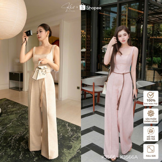 Jump dài ống rộng Khiết Style chất tweed dày dặn phối belt thắt lưng phong cách sang chảnh KJ566 KJ566A