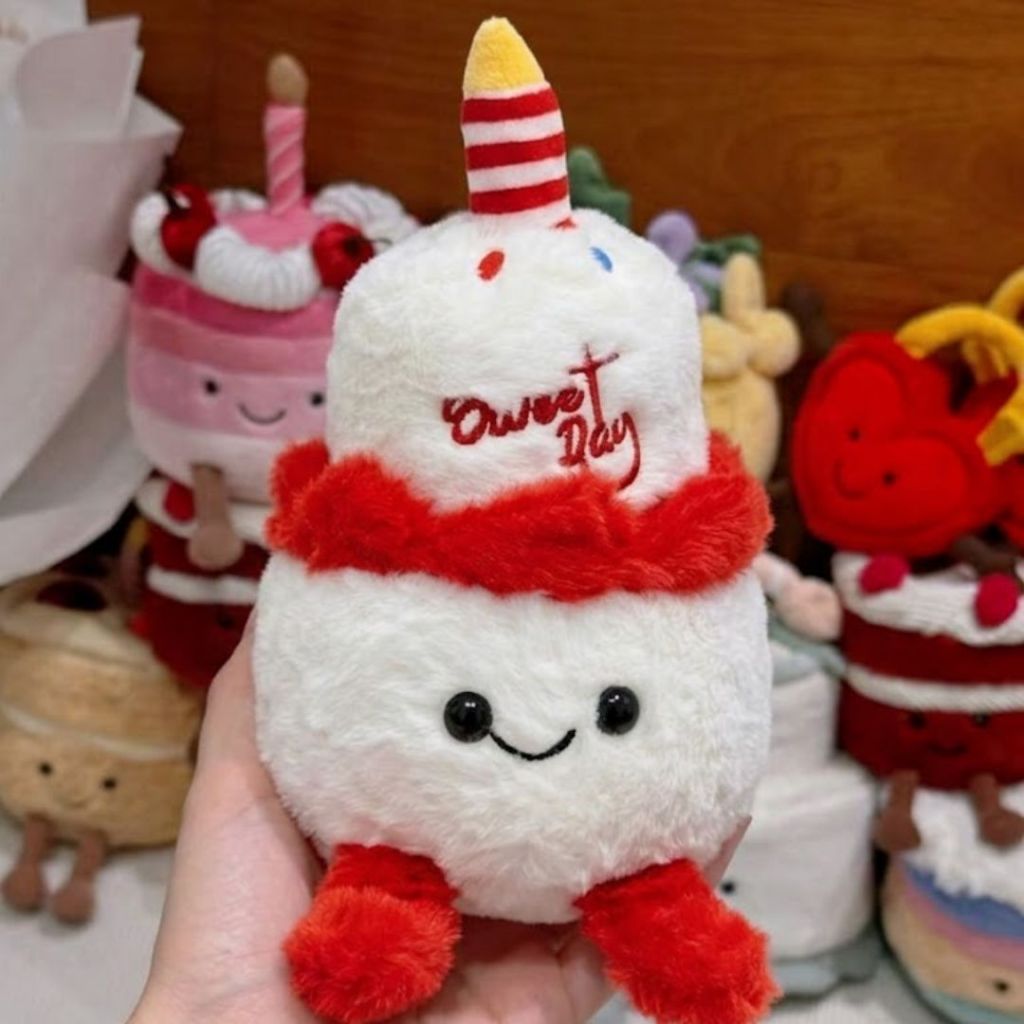 Gấu Bông Hình Bánh Kem Sinh Nhật 25Cm Dễ Thương, Thú Nhồi Bông Hính Bánh Có Nền Xinh Quà Tặng Sinh Nhật Cho Bé,Bạn Gái