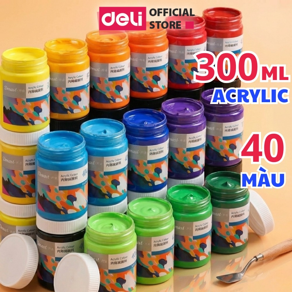 [TIẾT KIỆM 19K] Màu Nước Acrylic 3D 300ml Dmast Deli Custom Vẽ Giáy, Áo, Tranh Tường, Gốm Sứ, Gỗ, Bía, Đá...