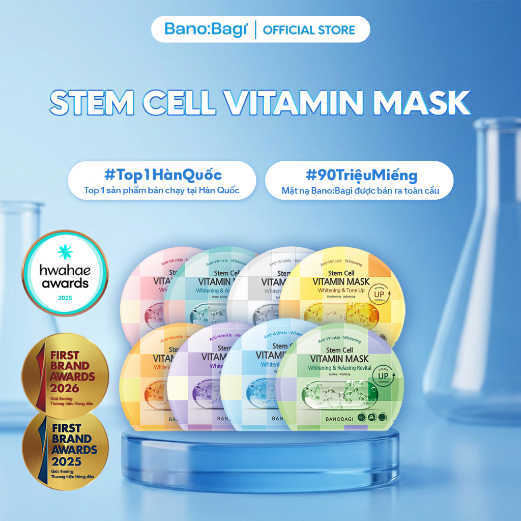 Miếng Mặt Nạ Bano:Bagi Stem Cell Vitamin Mask Dưỡng Da Chuyên Sâu Dành Cho Mọi Loại Da 30ml