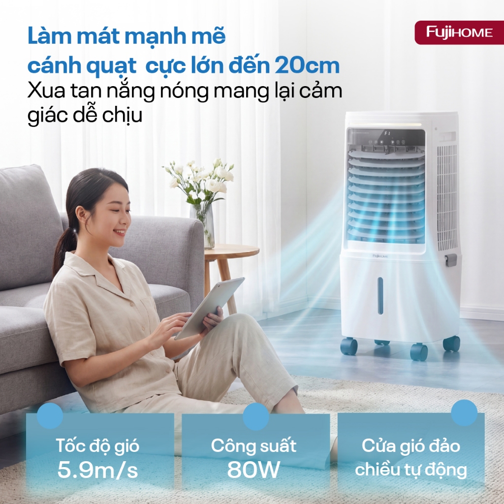 Máy làm mát hơi nước Nhập Khẩu FUJIHOME AC-25, quạt làm mát không khí lọc gió sạch tiết kiệm điện