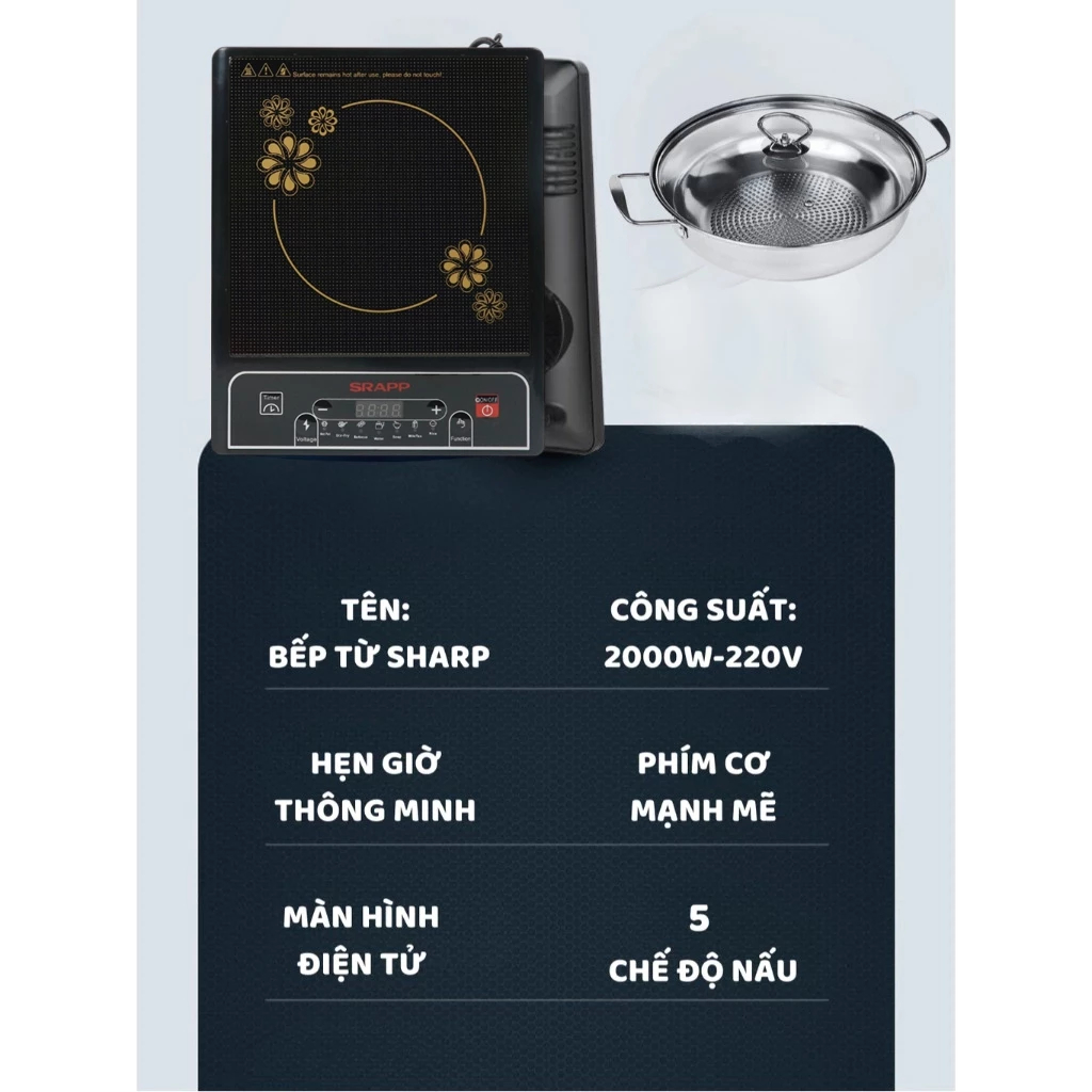 Bếp từ cơ SRAPP công suất 200W, bếp từ cao cấp chính hãng siêu tiết kiệm điện - Bảo Hành 12 Tháng