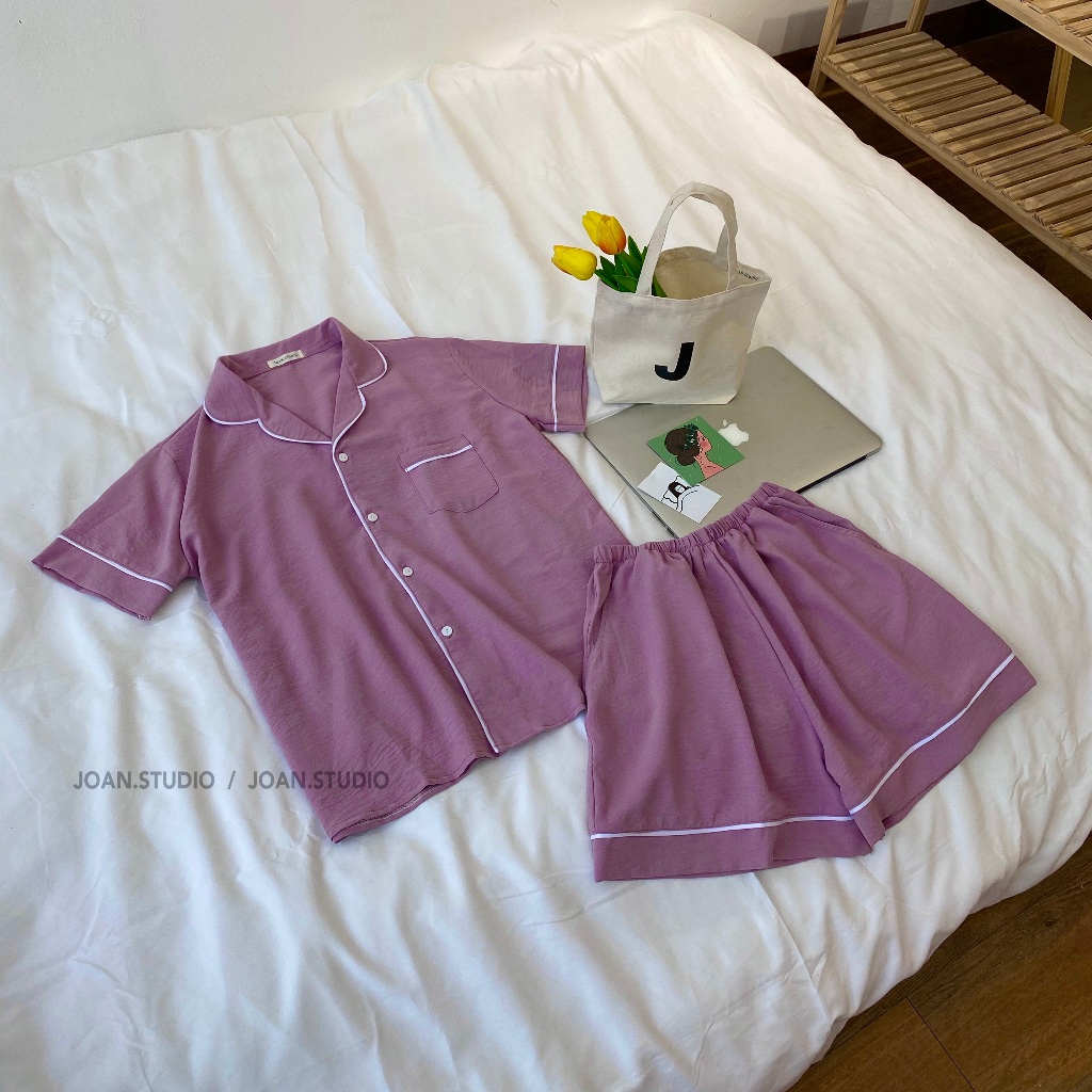 Đồ Ngủ Nữ ngắn màu đen, pyjama đen Chất Đũi Lụa cao cấp, không bị