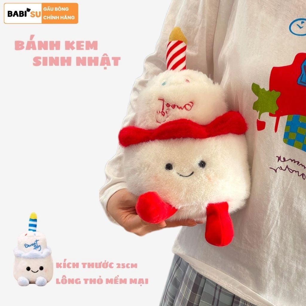 Gấu Bông Hình Bánh Kem Sinh Nhật 25Cm Dễ Thương, Thú Nhồi Bông Hính Bánh Có Nền Xinh Quà Tặng Sinh Nhật Cho Bé,Bạn Gái