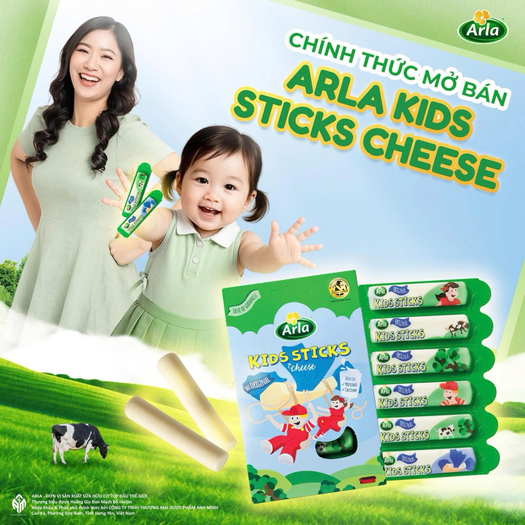 Phô Mai Que Arla Kids Sticks Cheese 18g x 6 Que | Bổ Sung Canxi Protein Cho Bé | Nhập Khẩu Châu Âu