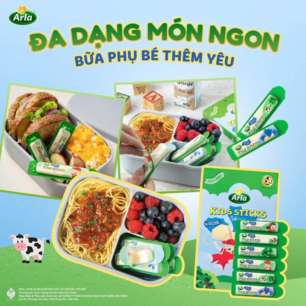 Phô Mai Que Arla Kids Sticks Cheese 18g x 6 Que | Bổ Sung Canxi Protein Cho Bé | Nhập Khẩu Châu Âu