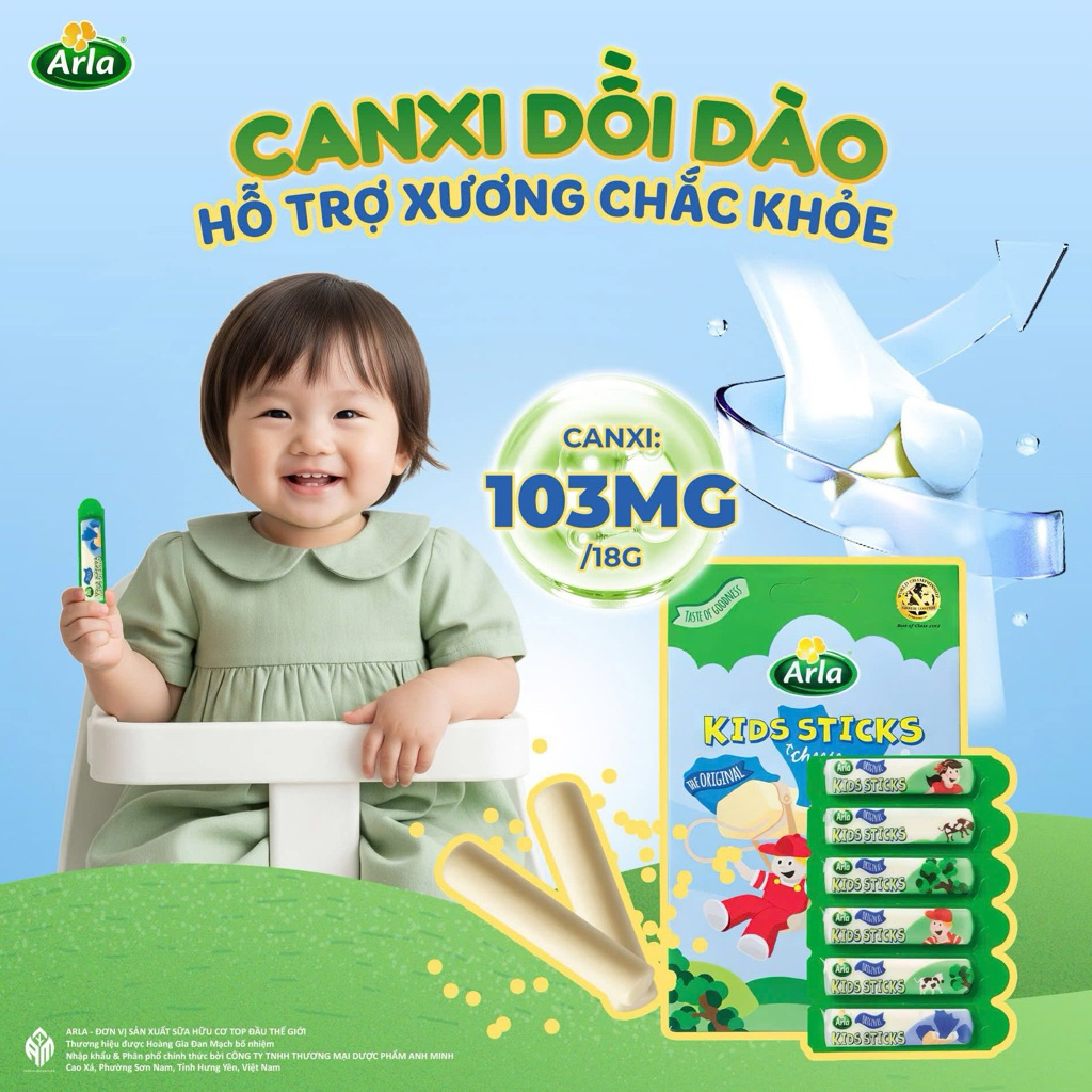 Phô Mai Que Arla Kids Sticks Cheese 18g x 6 Que | Bổ Sung Canxi Protein Cho Bé | Nhập Khẩu Châu Âu