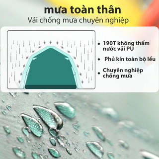Lều Vuông Cắm Trại Gia Đình 240x240x155cm, Rộng Rãi Thoáng 4 Mặt, Che Nắng Mưa